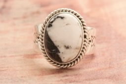 Genuine White Buffalo Turquoise Sterling Silver Ring